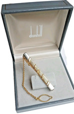 Dunhill Tie Bar  24K Gold Filled Vintage Designer Classi Men's Gift Original Box
