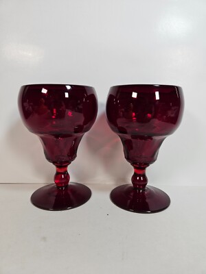 1930s Fenton Georgian Ruby Water Goblets (2)
