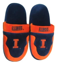 NCAA Illinois Fighting Logo w/Name on Top Blue & Orange Slippers M by Comfy Feet
