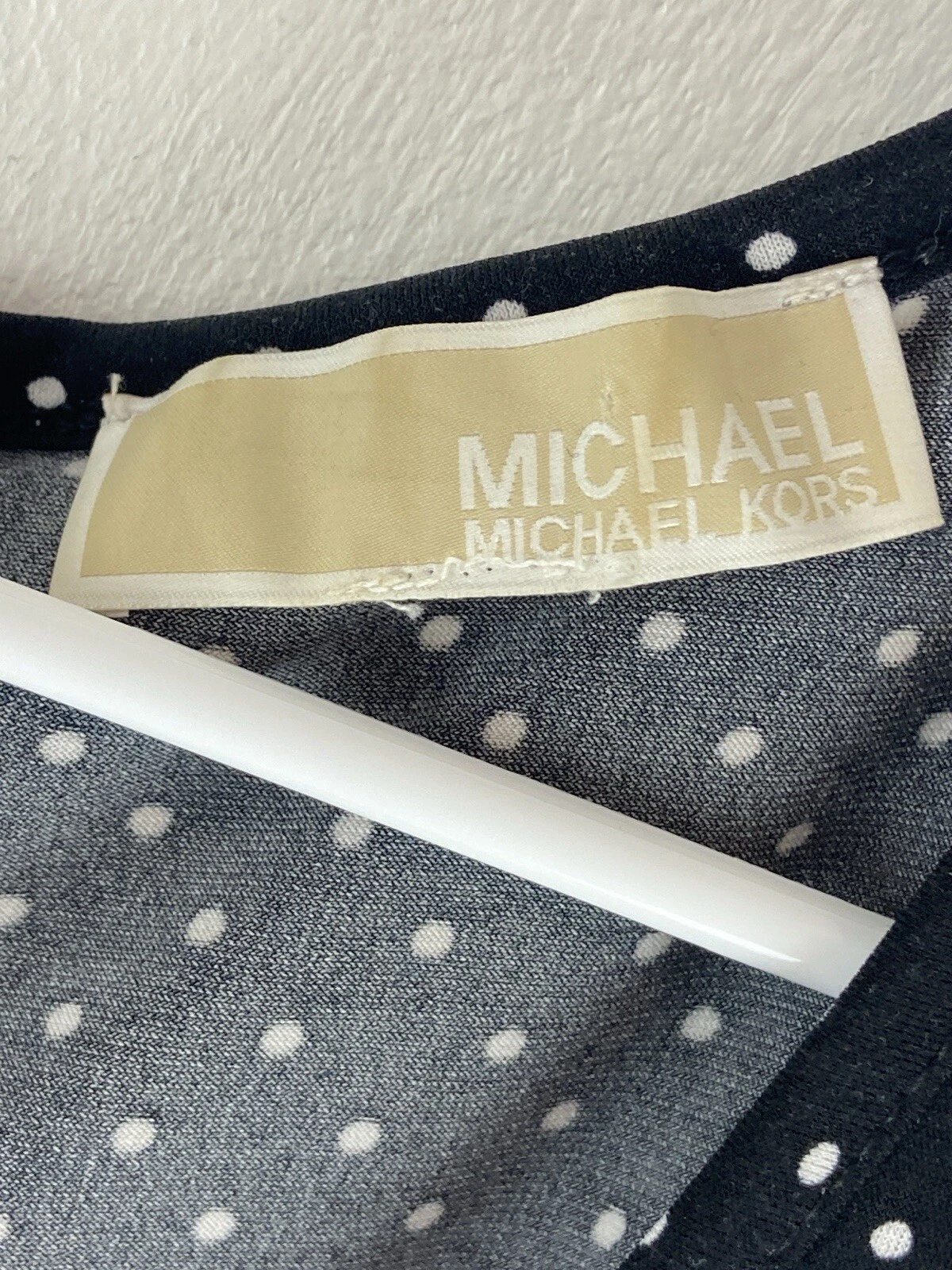 Abito Michael Kors nero bianco a pois aderente e svasato linea A taglia Large