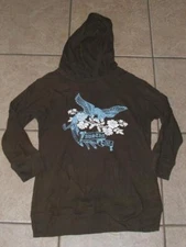 AUSTIN Dark Brown Jr Large Casual Wear Stretchy Thermal Waffle Knit Hooded Shirt