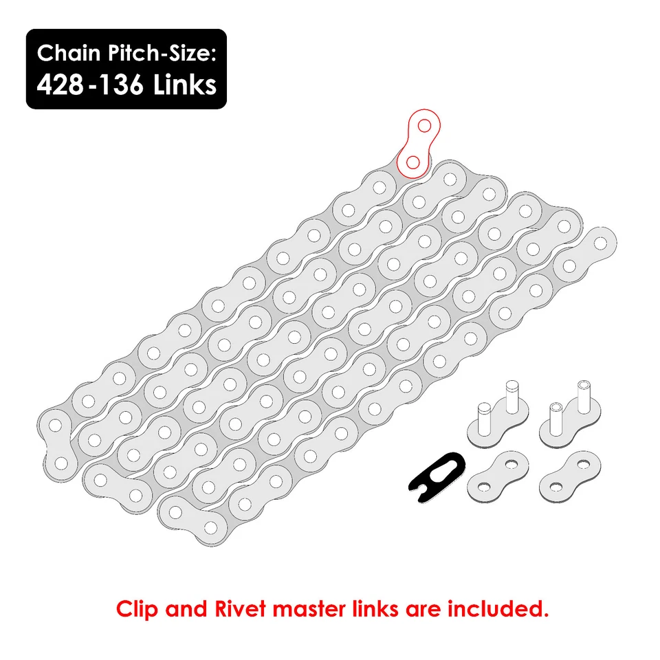 Drive Chain & Sprockets Kit for Honda XR100R 1985-2003 / CRF100F 2004-2013 - Image 2 of 4