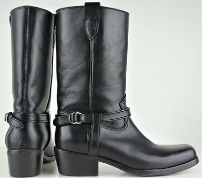 POLO RALPH LAUREN HARNESS Leather Boot Halbstiefel Leder Stiefel Black 7B NEU - Bild 1 von 4