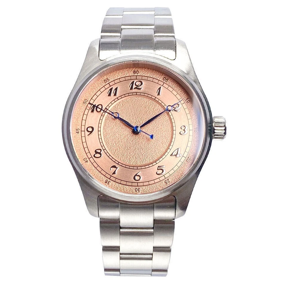 Relojes piloto Tandorio rosa mate números árabes 39 mm cristal de zafiro NH35 para hombre Foto 2 de 4