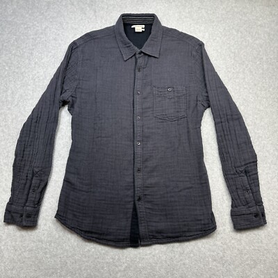 Carbon 2 Cobalt Shirt Large Gray Slim Fit Double Cloth Cotton Long Sleeve Button