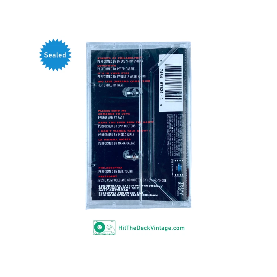 Philadelphia Soundtrack Cassette Tape (1993) Springsteen Neil Young Sade SEALED - Image 2 of 3