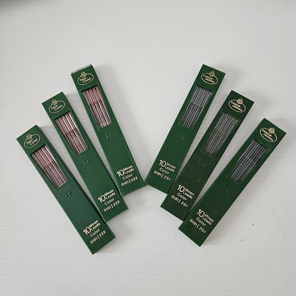 N. 6 ASTUCCI/10 MINE FABER CASTELL 9181 COLORATE TEMPERAMINE COMPRESO - Immagine 2 di 4