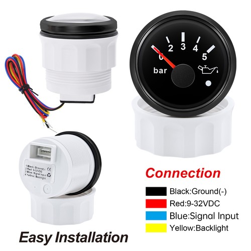 2" 52mm Oil Pressure Gauge 0-5Bar Pressure Meter Indicator with Pressure Sensor - Picture 5 of 14