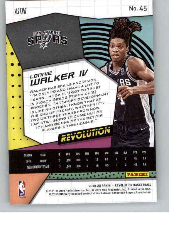 2019-20 Panini Revolution Astro #45 Lonnie Walker IV (ref 144045) - Image 2 of 2
