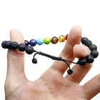 7 Chakra Bead Crystal Gemstone Bracelet Anxiety Nature Stone Healing Reiki NEW