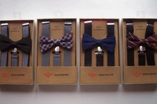 Dockers Bow Tie & Suspender Set Mens Assorted Colors Designs NIB