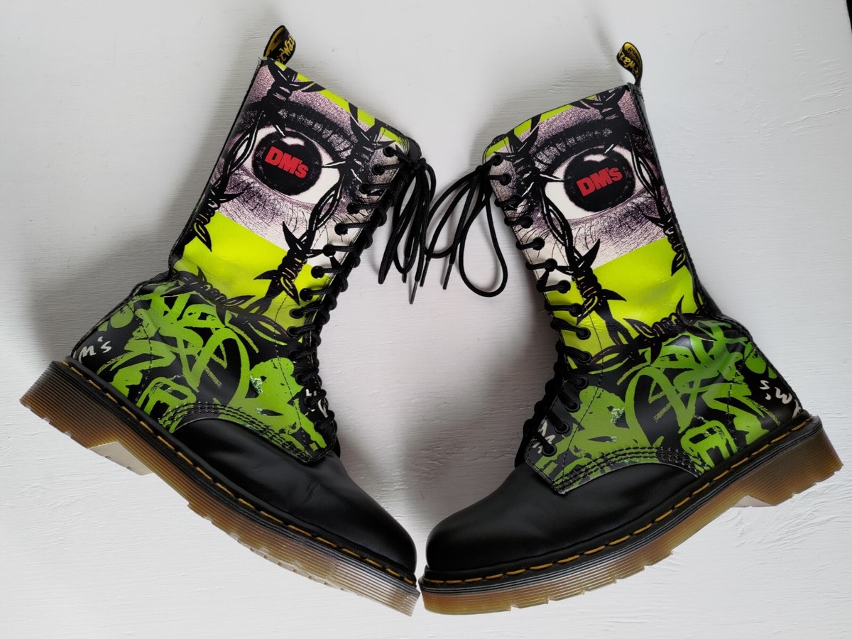 1 DR. MARTENS RED DM EYE BARWIRE 14 EYE BOOTS 7UK MADE IN ENGLAND