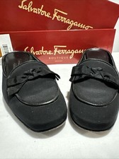 Salvatore Ferragamo Doremi Black Suede Bow Pumps Heels Size 6B Italy Box