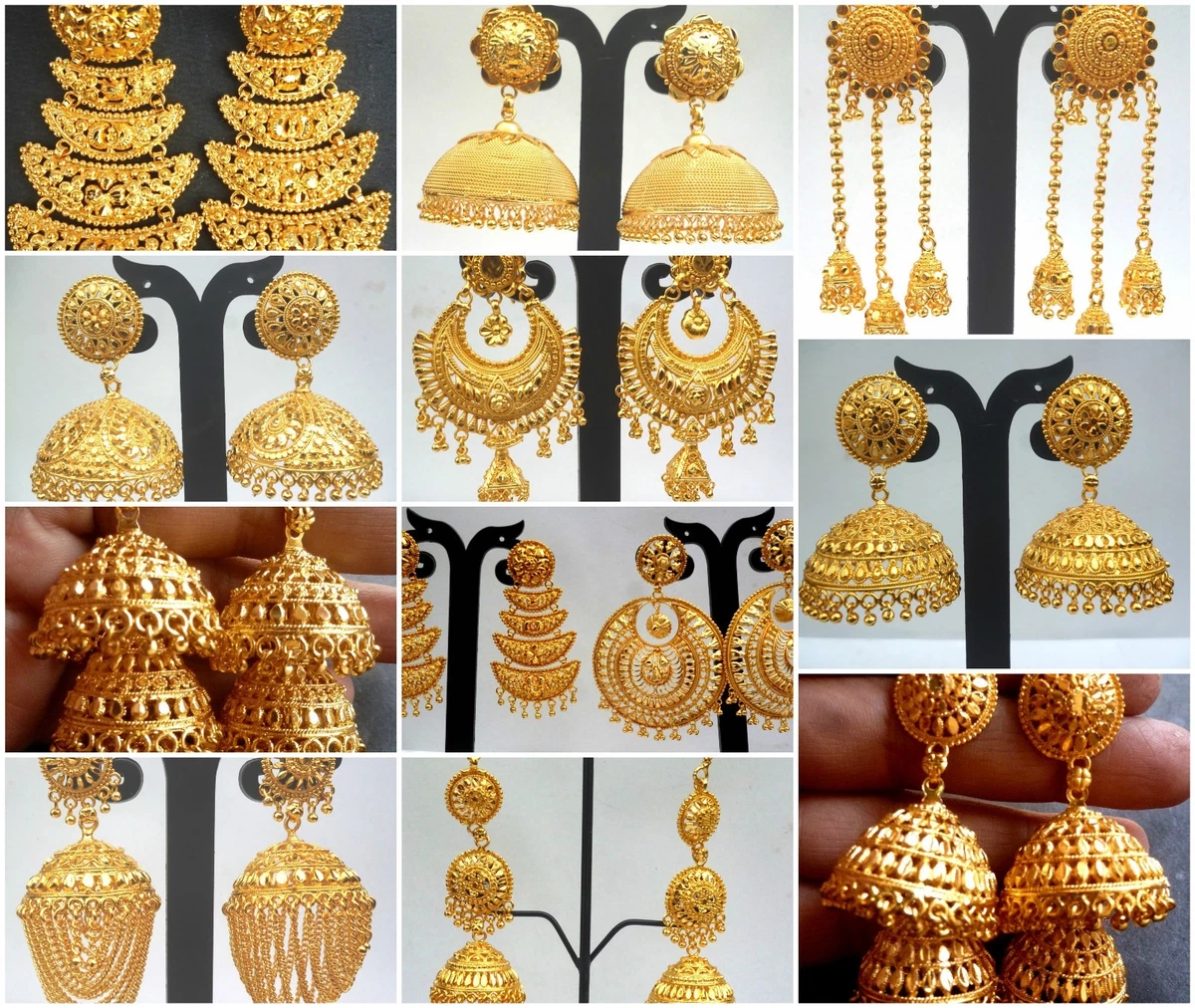 Temple Jewellery Earrings -Jhumkas in 22K Gold -Indian Gold Jewelry -Buy  Online