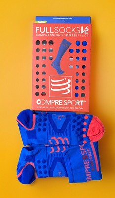 Compressport Full Compresssion Run Socks Men's Womens Running Sport Blue