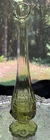 Vintage Fenton Art Glass Colonial Green Raised Roses Bud Vase, 11"T