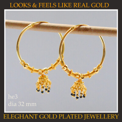 22k Yellow Gold Plated Large Hoop Indian Style