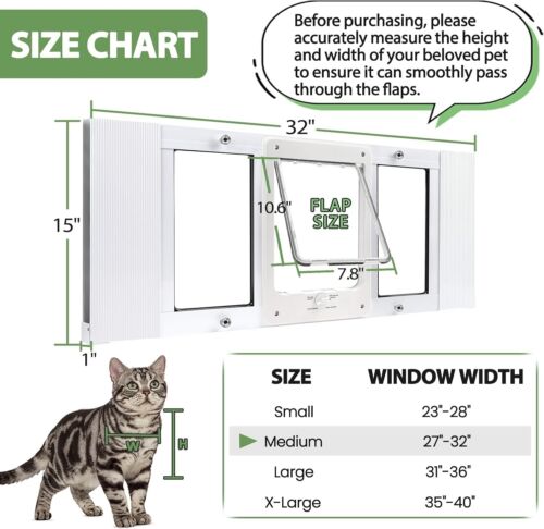 Weatherproof Pet Door for Windows, Magnetic Closure & 4 Locking Mechanisms - Picture 5 of 8