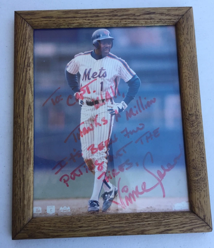 Vince Coleman 1994 NL ROY GAME USADO sombrero y foto firmada Departamento de Bomberos del Condado de Los Ángeles Foto 2 de 4