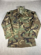 Vintage US Army Woodland Camo BDU Shirt Jacket Small Long Combat Coat 80s 90s