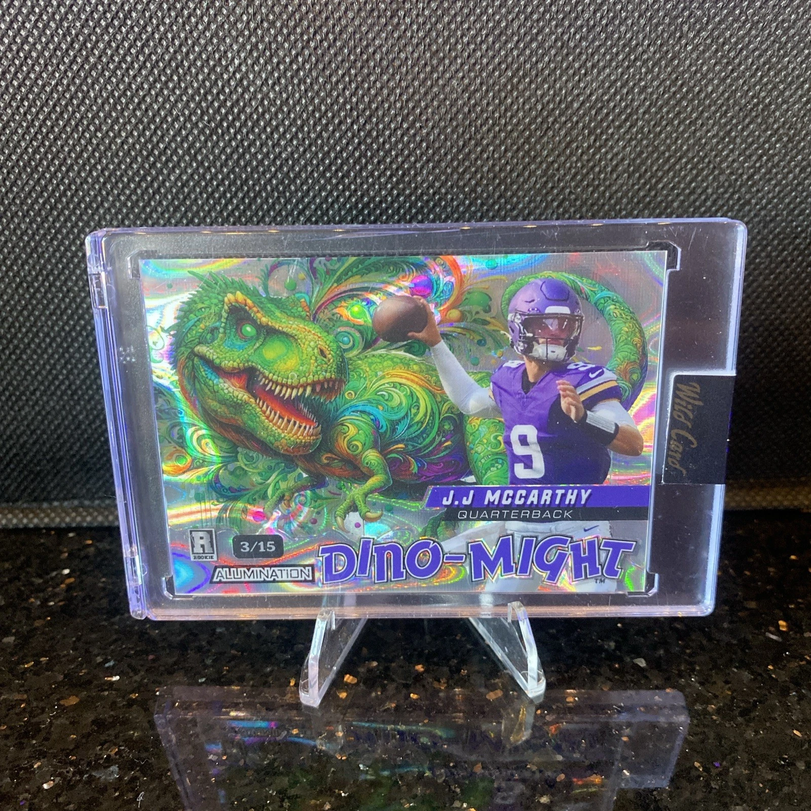 JJ McCarthy Wild Card Alumination Dino-Might #JM Tyrannosaurus Rex-Lava Foil-Red