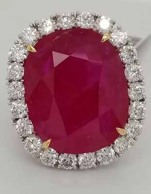 11.80 Ct Cushion Natural Ruby & Diamond Wedding Ring Sterling Silver  