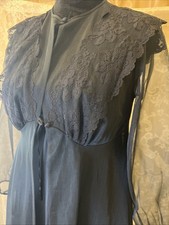 Vtg 70s Henson Kickernick Chiffon Black Peignoir Set Negligee Nightgown Size 34