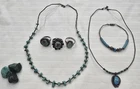 Vintage Native American Turquoise & Sterling Silver Jewelry Lot (ring, necklace)
