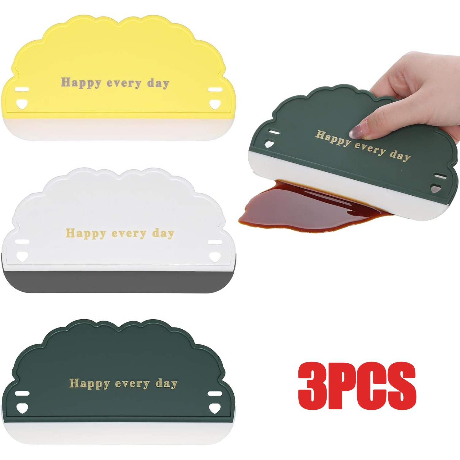 3PCS Small Squeegee All-Purpose Mini Soft Window Squeegee Small Scraper Kitchen