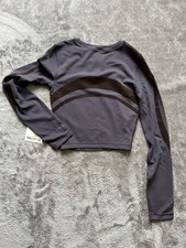 Lululemon Wunder Train Cropped LS Flock, Atmospheric Purple/Nightmoth, Size 4