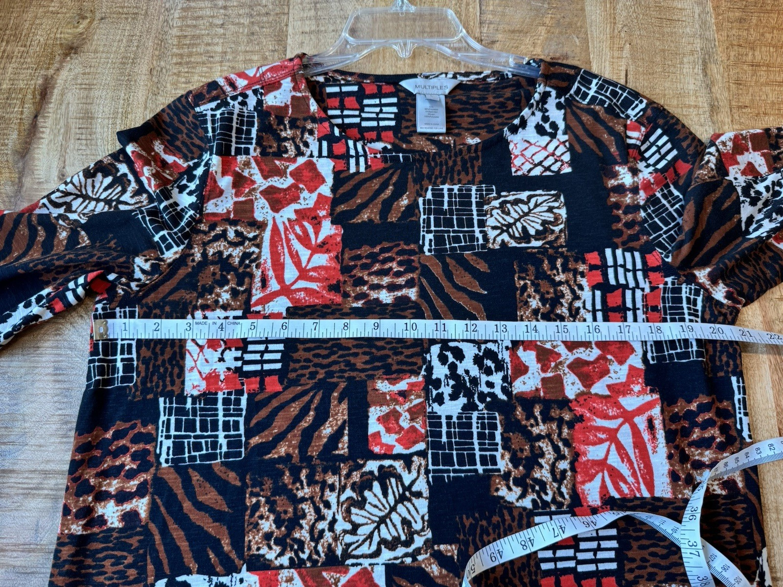 Multiples Women's Red Brown Patchwork 3/4 Sleeve … - image 8