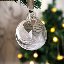 Dad Memorial Ornaments Christmas Clear Feather Ball   a Piece of My Heart Is in
