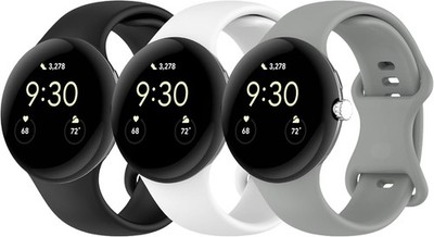 3 Pack Soft Silicone Strap Compatible with Google Pixel Watch 2 Waterproof