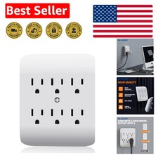Sleek White 6-Outlet Extender with Safety Features - Ideal for Home Office