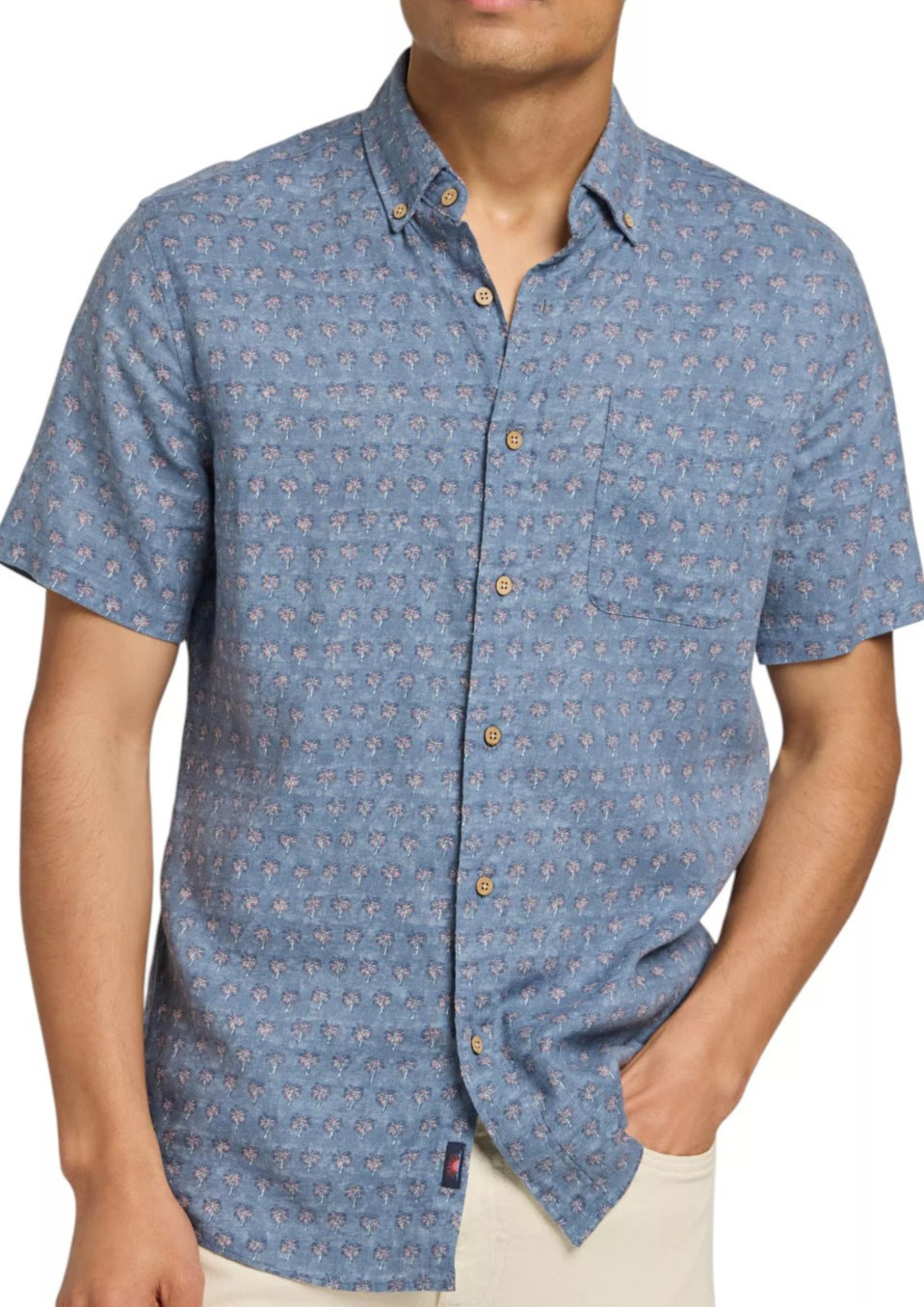 NEW Faherty The Breeze Shirt LINEN Blend Mens SZ M Button Down Short Sleeve Palm