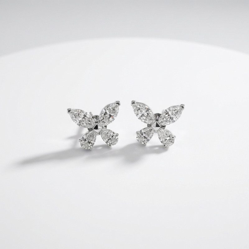 1.58ct Lab Grown Diamond Earrings 18K White Gold VS1 E-F IGI Marquise Pear