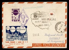 DR WHO 1962 POLAND BALLOON POST POZNAN TO KISZKOWO M54758