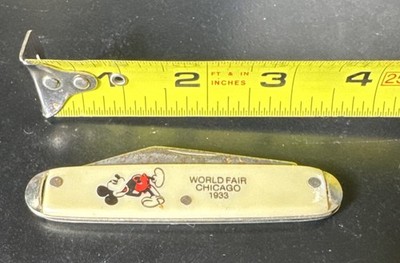 1933 Chicago World Fair Disney Mickey Mouse 2 Blade Pocket Knife Vintage 