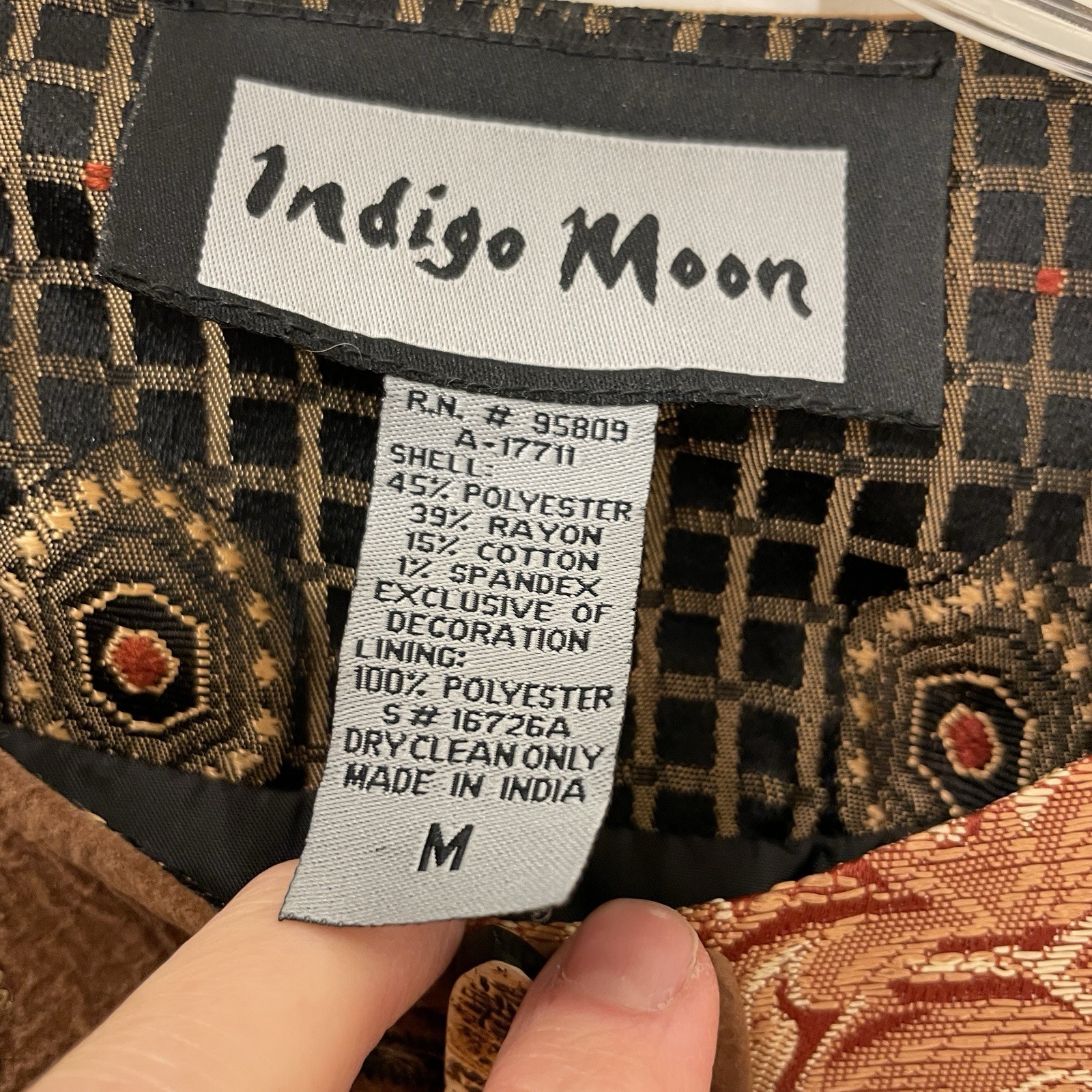 Indigo Moon Jacket Embellished Patchwork Button D… - image 3
