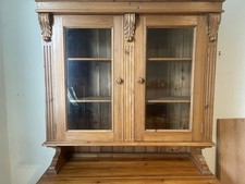 Lovely Antique Pine Dresser with Glazed Finish and Carved Detail