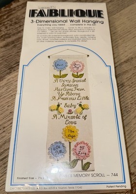 Carousel Fablique 3D Wall Hanging BABY S MEMORY SCROLL Kit 744 7-1/2 x23  Sealed