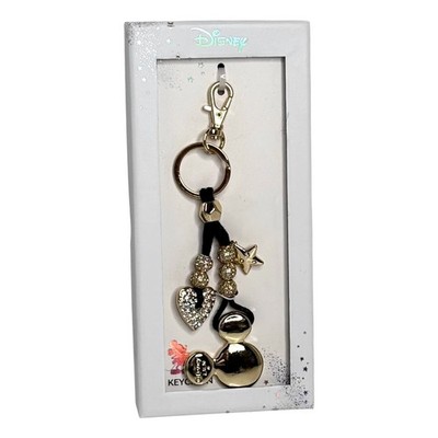 Disney Mickey Mouse Bag Charm Key Ring Crystal Heart Purse Accessory Gold Box