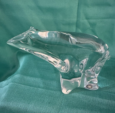 Maleras/FM Konstglas Swedish Crystal-Standing Polar Bear Figurine-VG 4.5''W 7''H