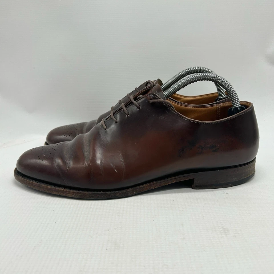 Zapatos de vestir Brooks Brothers Oxford de cuero marrón genuino para hombre talla 8,5 Inglaterra Foto 3 de 4