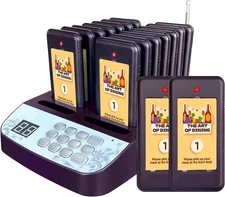 Restaurant Pager System,16 Pagers,Wireless Calling Red lights 
