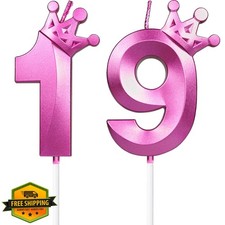 Hongplus Purple 3D Crown 19 Birthday Cake Candle