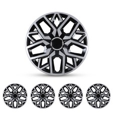 15 Set Of 4 Black Silver Wheel Covers Snap On Hub Caps Fit R15 Tire Steel Rim