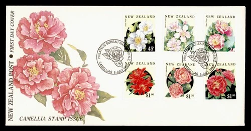 DR WHO 1992 NEW ZEALAND FDC CAMELLIA FLOWER COMBO $1.80 M79752