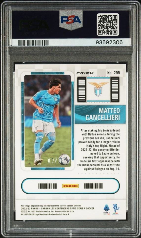 2022 Panini Chronicles Matteo Cancellieri Rookie Ticket Gold Mojo /10 PSA 9 - Image 2 of 3