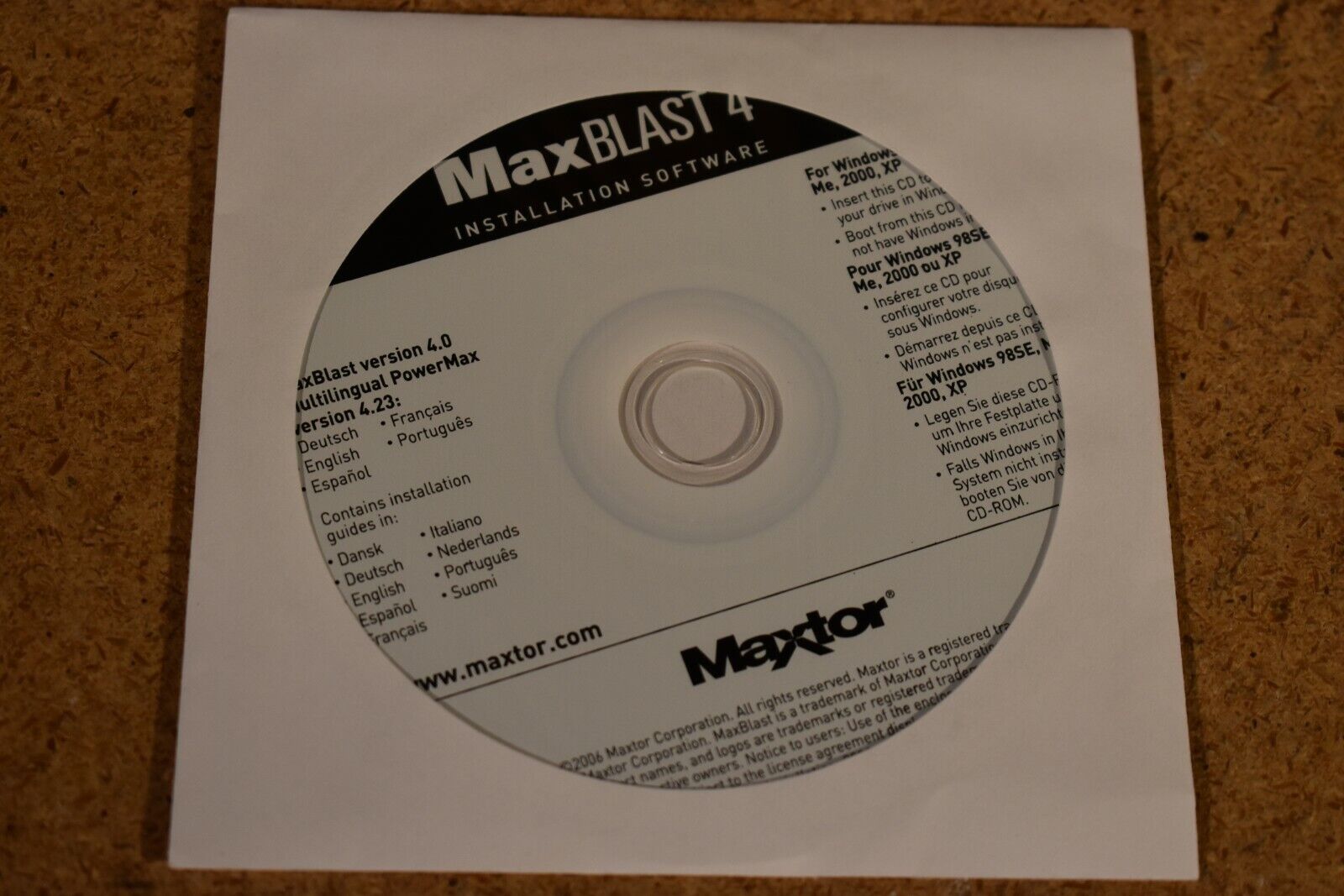 Maxtor Max Blast 4 Installation Software CD ROM